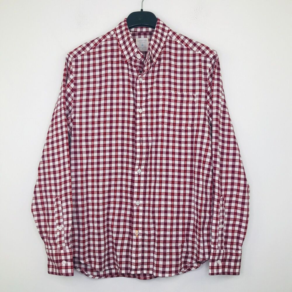 Crewcuts Boy's 14 Shirt Red White Plaid Long Sleeve Button Up Flannel AQ477 BM21